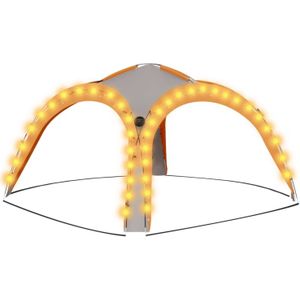 VidaXL Partytent met LED en 4 zijwanden 3,6x3,6x2,3 m - Grijs/Oranje