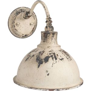 HAES DECO - Wandlamp - Industrial - Vintage / Retro Lamp, 43x28x31 cm - Wit Metaal - Ronde Muurlamp, Sfeerlamp