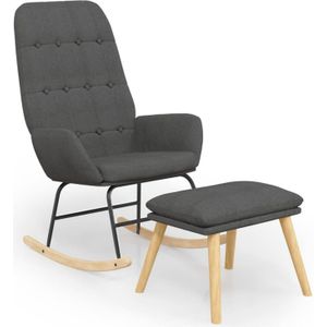 The Living Store Schommelstoel Donkergrijs - Relaxstoel met voetenbank - 70 x 79 x 101 cm - Comfortabel en Duurzaam