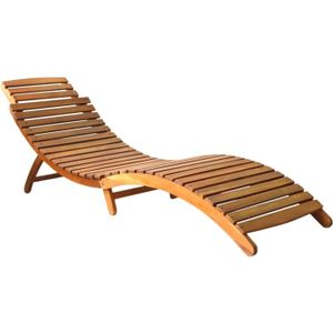 The Living Store Loungebed Acaciahout - 184x55x64 cm - Koningsblauw kussen