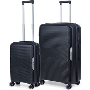 TravelZ Swinger Kofferset 2-delig- Handbagage 55cm + 78 grote koffer - TSA-slot - Zwart