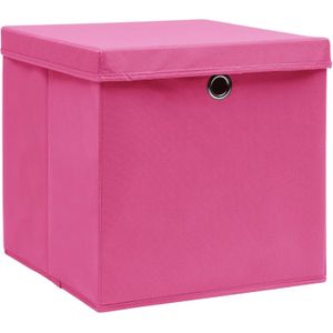 The Living Store Opbergboxen - Roze Nonwoven Stof - 32x32x32 cm - Inklapbaar - Met deksels - Levering bevat 10 stuks
