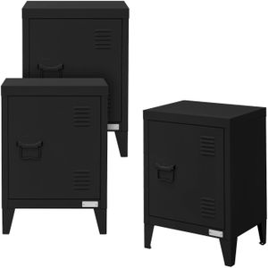 ML-Design set van 3 archiefkasten, 40x30x57,5 cm, zwart, staal, vrijstaande kantoorkast met 4 poten, kleine opbergkast,