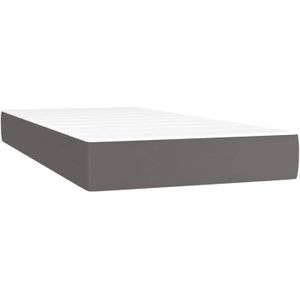 vidaXL Pocketveringmatras 90x200x20 cm kunstleer grijs