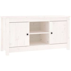 The Living Store Tv-meubel 103x36-5x52 cm massief grenenhout wit - Kast