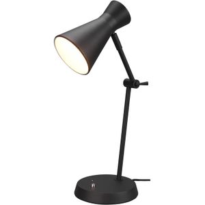 LED Bureaulamp - Tafelverlichting - Trion Ewomi - E27 Fitting - Rond - Mat Zwart - Aluminium