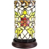 HAES DECO - Tiffany Tafellamp Creme, Groen, Rood Ø 15x26 cm Fitting E14 / Lamp max 1x40W