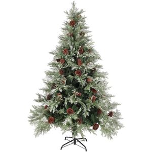 The Living Store Kerstboom - Scharnierend - 150 cm hoog - Groen en wit - PVC/PE/staal - Ø90 cm - 327 PVC/164 PE