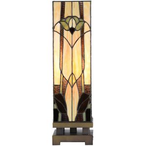 LumiLamp Tiffany Tafellamp 15x15x54 cm Beige Bruin Glas Tiffany Bureaulamp