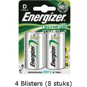 8 stuks (4 blisters a 2 stuks) Energizer D Power Plus Batterij oplaadbaar 1.2V 2500mAh rechargeable