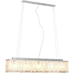 The Living Store Hanglamp Crystal 104 x 145 cm - E14 Fitting - 5 fittingen - Zilver lichtframe - Kunststof lampenkap -