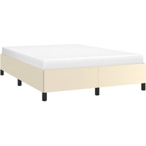 vidaXL Bedframe kunstleer crèmekleurig 140x190 cm