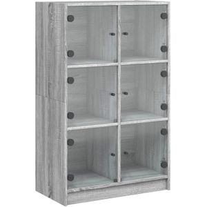 vidaXL Hoge kast met deuren 68x37x109 cm bewerkt hout grijs sonoma