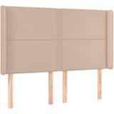 vidaXL Hoofdbord met randen 147x16x118/128cm kunstleer cappuccinokleur