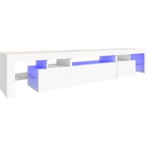 The Living Store TV-meubel Populair - 215 x 36.5 x 40 cm - RGB LED-verlichting - wit - bewerkt hout