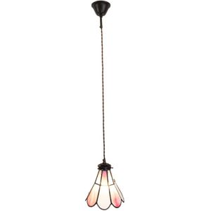 LumiLamp Hanglamp Tiffany Ø 18x90 cm Roze Glas Metaal Hanglamp Eettafel