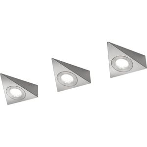 LED Keukenkast Verlichting - Trion Ecoli - 9W - 3-lichts - Warm Wit 3000K - Driehoek - Mat Nikkel