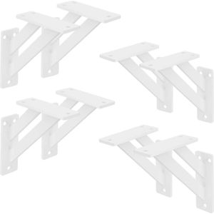 ML-Design 8 stuks Plankdrager 120x120 mm, Wit, Aluminium, Zwevende plankdrager, Plankdrager, Wanddrager voor