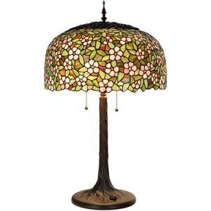 LumiLamp Tiffany Tafellamp Ø 46x72 cm Groen Roze Glas Tiffany Bureaulamp