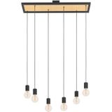 EGLO Consett Hanglamp - E27 - 78 cm - Staal/Hout - Zwart/Bruin