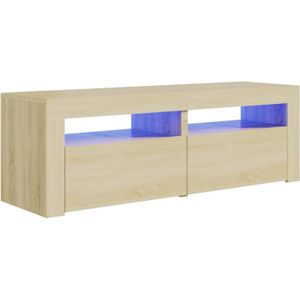 The Living Store TV-meubel Sonoma Eiken - Hifi-kast 120x35x40cm - LED-verlichting
