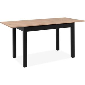 Coburg uitschuifbare tafel - Artisanaal eiken en zwart decor - verlengstuk van 40 cm - L120/160 x H76,5 x D70 cm