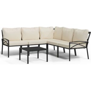 The Living Store Loungeset Stalen - 60 x 60 x 35 cm - Zwart