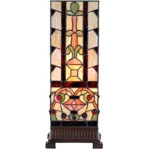 HAES DECO - Tiffany Tafellamp 18x18x45 cm Beige Glas Tiffany Bureaulamp