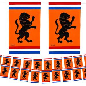 Oranje XXL Vlaggenlijn Straatpakket Holland Oranje Met Leeuw en Nederlandsevlag - Dubbelzijdig bedrukt - 1080 Meter