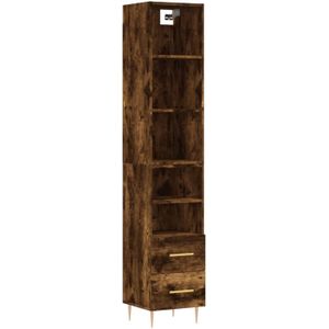 vidaXL Hoge kast 34,5x34x180 cm bewerkt hout gerookt eikenkleurig