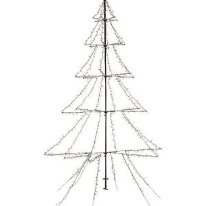 Verlichte figuren zwarte lichtboom/metalen boom/kerstboom met 420 led lichtjes 200 cm - kerstverlichting figuur