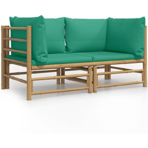 The Living Store Hoekbank Bamboe - 69x69x65 cm - Comfortabele zit - Modulair ontwerp