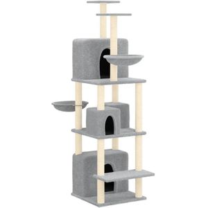 The Living Store Kattenmeubel - Alles-in-één Kattenmeubel 64x97x180cm - Lichtgrijs