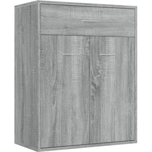 The Living Store Dressoir - Grijs Sonoma Eiken - 60 x 30 x 75 cm - 2 deuren 1 lade