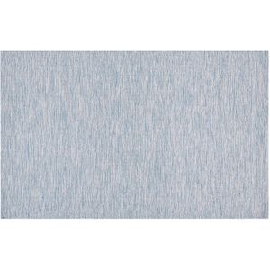 DERINCE - Laagpolig vloerkleed - Blauw - 140 x 200 cm - Katoen