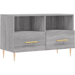 The Living Store Tv-meubel 80x36x50 cm bewerkt hout grijs sonoma eikenkleurig - Kast
