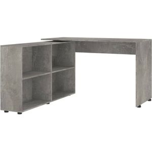 The Living Store Hoekbureau - Bureau met Boekenkast - 130x60x75 cm - Betongrijs