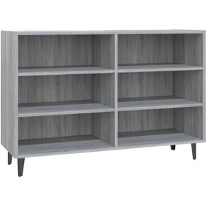 The Living Store Dressoir Industrieel - Grijs Sonoma Eiken - 103.5x35x70 cm - Met 6 schappen