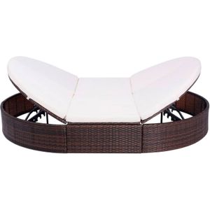 The Living Store Loungebed The Living Store - Loungebed - Tuinmeubelen 200x140x28cm - Bruin - 6 kussens