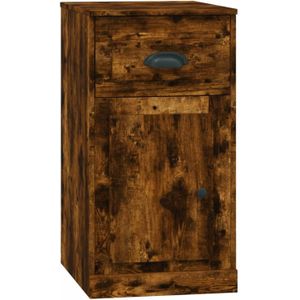 The Living Store Bijzetkast Smoked Oak - 40x50x75cm - Duurzaam hout - Opbergruimte - Stofvrije deur