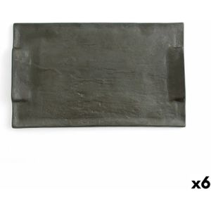 Snackdienblad Quid Mineral Keramisch Zwart 30 x 18 cm (6 Stuks)