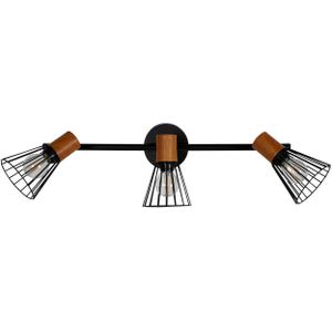 Atticus verlichting wandlamp 48,5x16,5x15cm staal zwart, hout.