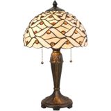 HAES DECO - Tiffany Tafellamp Beige, Bruin Ø 30x50 cm Fitting E27 / Lamp max 2x40W