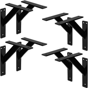 ML-Design 8 stuks plankdrager 180x180 mm, zwart, aluminium, zwevende plankdrager, plankdrager, wanddrager voor