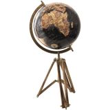 Clayre & Eef Wereldbol 28x26x55 cm Zwart Hout Metaal Globe Zwart Globe