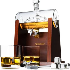Whisiskey Whiskey Karaf Set - Zeilschip Design - 1L - Incl. Accessoires