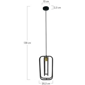 DKNC - Hanglamp metaal - 20.5x20.5x38cm - Zwart