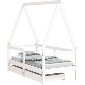 vidaXL-Kinderbedframe-met-lades-70x140-cm-massief-grenenhout-wit