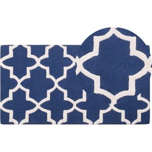 SILVAN - Laagpolig vloerkleed - Blauw - 80 x 150 cm - Wol
