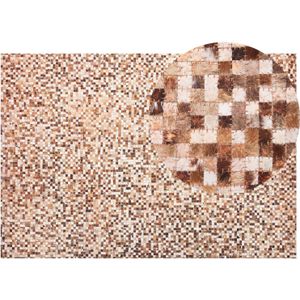 TORUL - Patchwork vloerkleed - Bruin - 160 x 230 cm - Koeienhuid leer